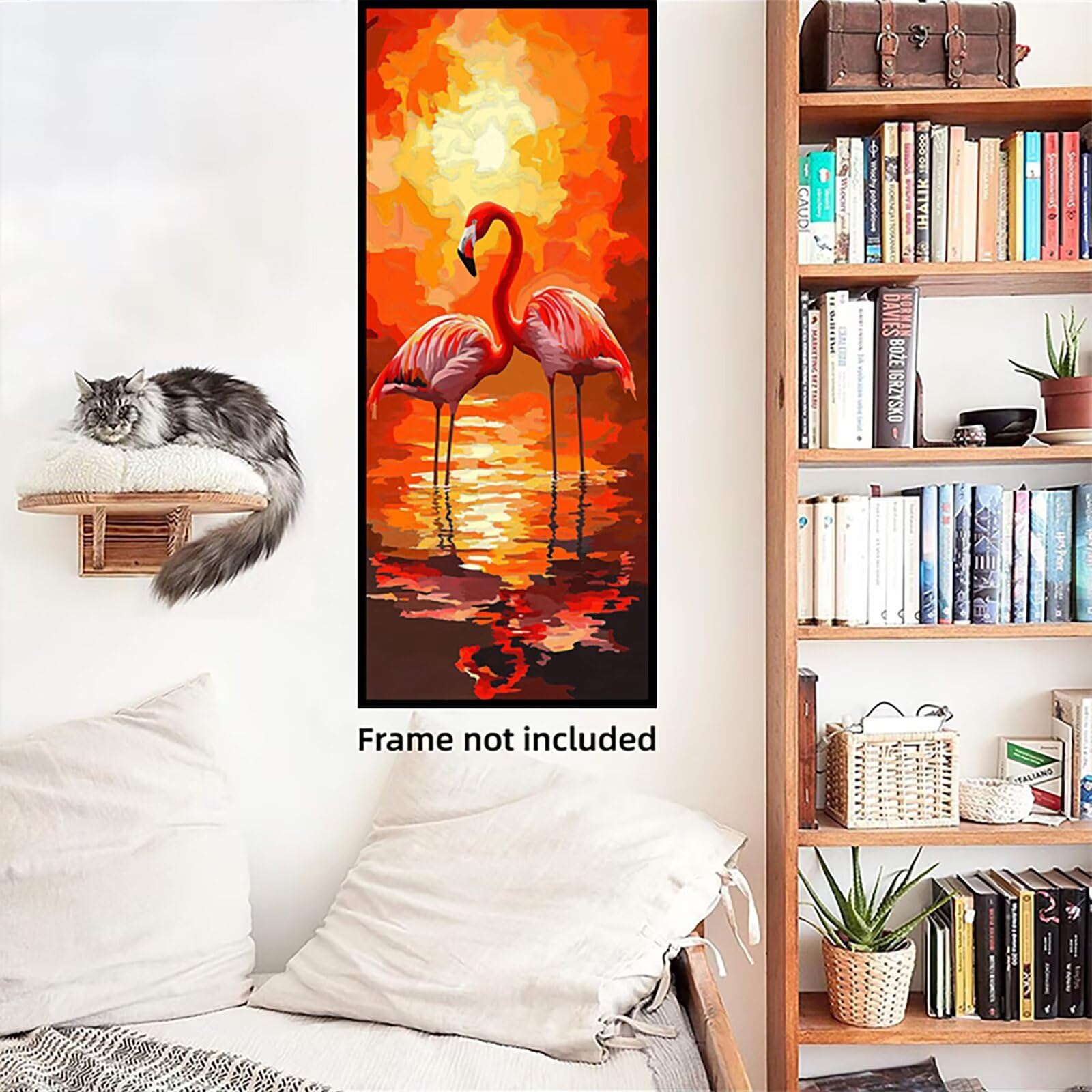 Malen Nach Zahlen 50x150cm Leinwand Flamingo Malen Nach Zahlen Erwachsene mit Ohne Rahmen, DIY Kreativ Set für Erwachsene mit Pinseln und Acrylfarbe, Zimmer Deko Tier Landschaft Geschenk, P0M-830