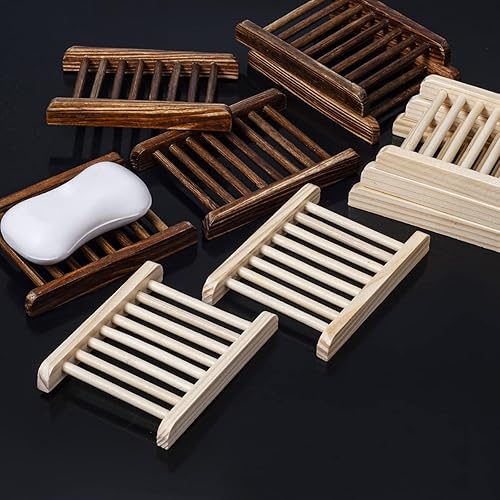 Miniatura 6 de Ru S 10 soportes para jabón de madera de bambú para el hogar, funda de jabón de madera para baño, accesorios de plato de ducha para bañera y ducha