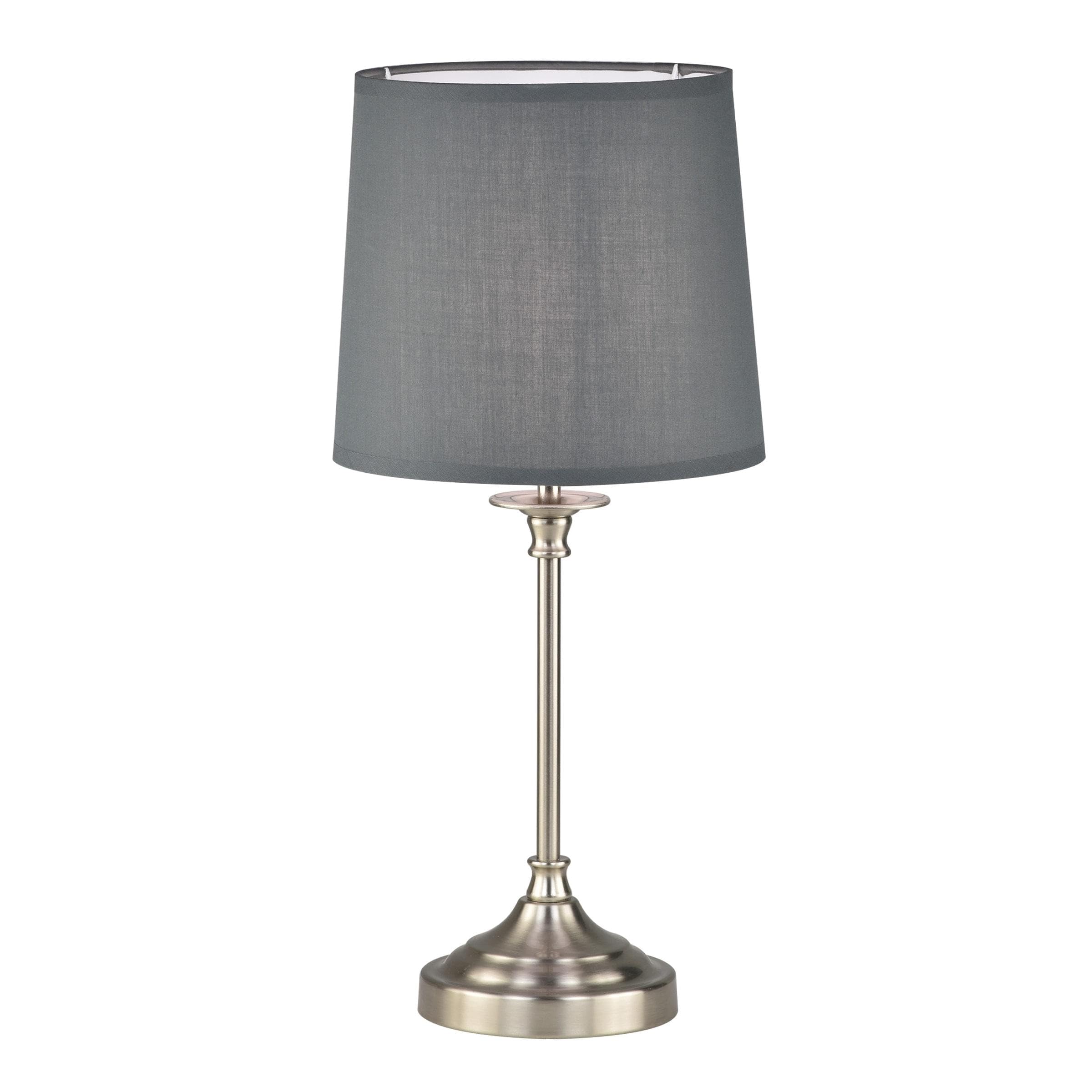 firstchoicelighting Chester - Brushed Nickel Table Lamp with Fabric Shade