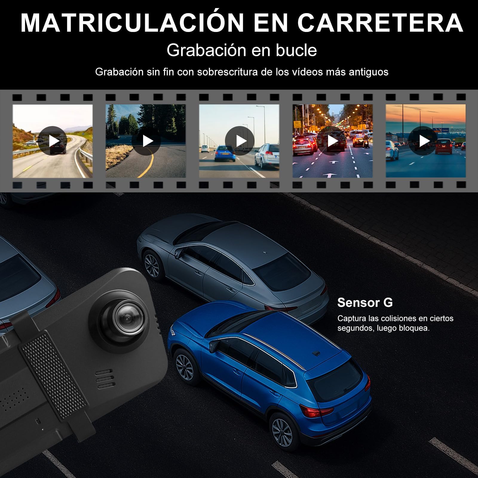 Dash CAM Coche 4K Full HD - Cámara Vigilancia Coche con GPS, Sensor G, Detección de Movimiento, Visión Nocturna Infrarroja, Pantalla LTPS, Bucle Continuo, Tarjeta TF 128GB-1