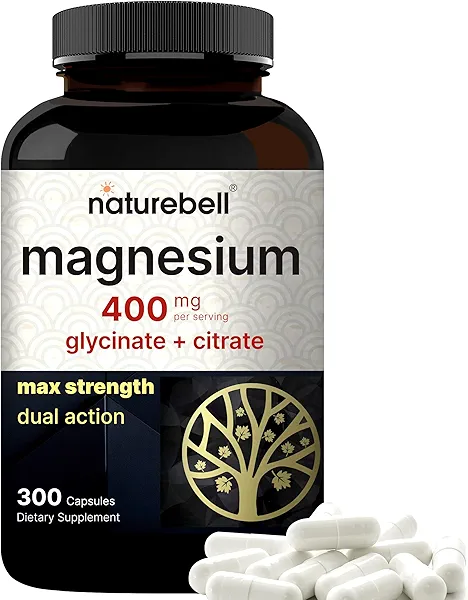 Magnesium Complex 400mg, 300 Capsules | Glycinate, Citrate | Chelated & Purified | Bone, Heart & Digestion Support | Non-GMO 300 Count (Pack of 1)