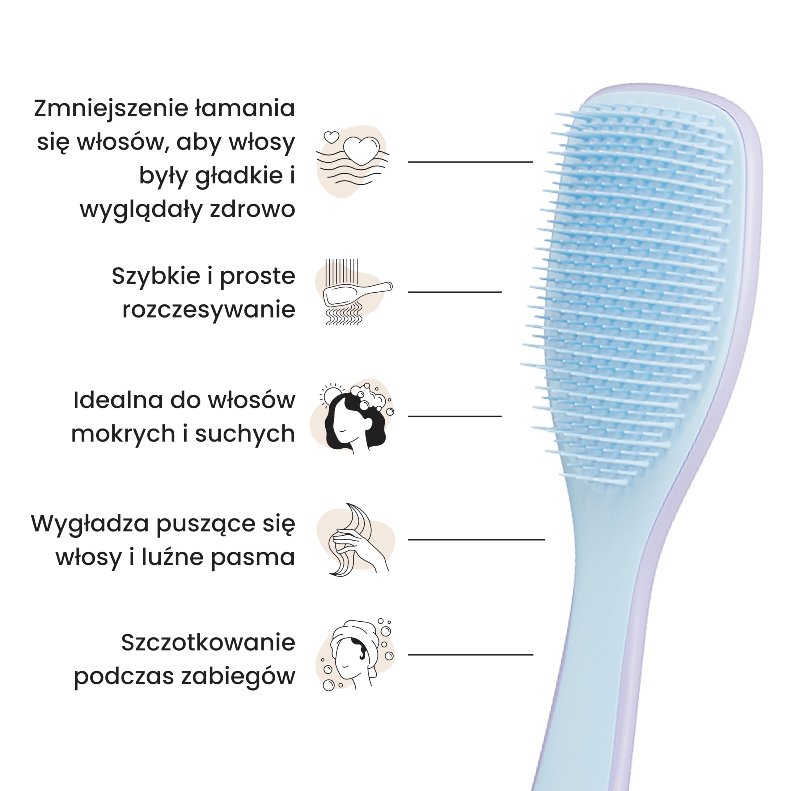 Tangle Teezer Ultimate Detangler - Szczotka do rozczesywania do wszystkich rodzajów włosów - Dwupoziomowe ząbki zmniejszają łamliwość i eliminują splątania - Liliowy chmurny błękit
