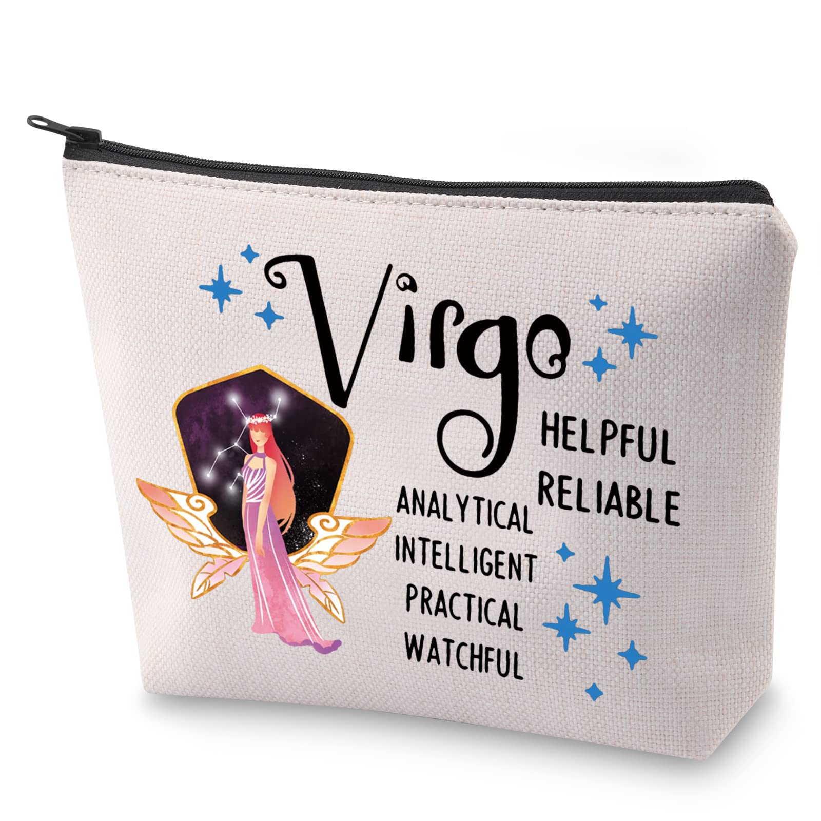 BLUPARKZodiac Sign Cosmetic Bag Horoscope Makeup Bag 12 Constellation Birthday Gift for Astrology Lover, Virgo