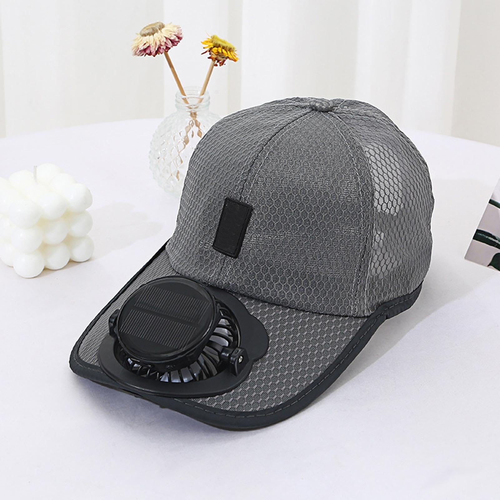 Chapeau Ventilateur d'Extérieur,Batterie 1000 mAh Rechargeable par USB, 3 Vitesses,Chapeau de Baseball ventilé Rechargeable - pour Randonnée Plage Sports Été Plein Air