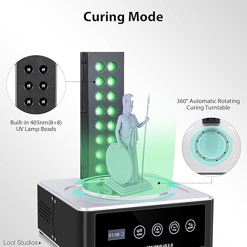 Miniatura 3 de ELEGOO Mercury Plus 2.0 - Máquina grande de lavado y curado para modelos de impresión 3D LCDSLADLP, caja de curado con plato giratorio de curado y