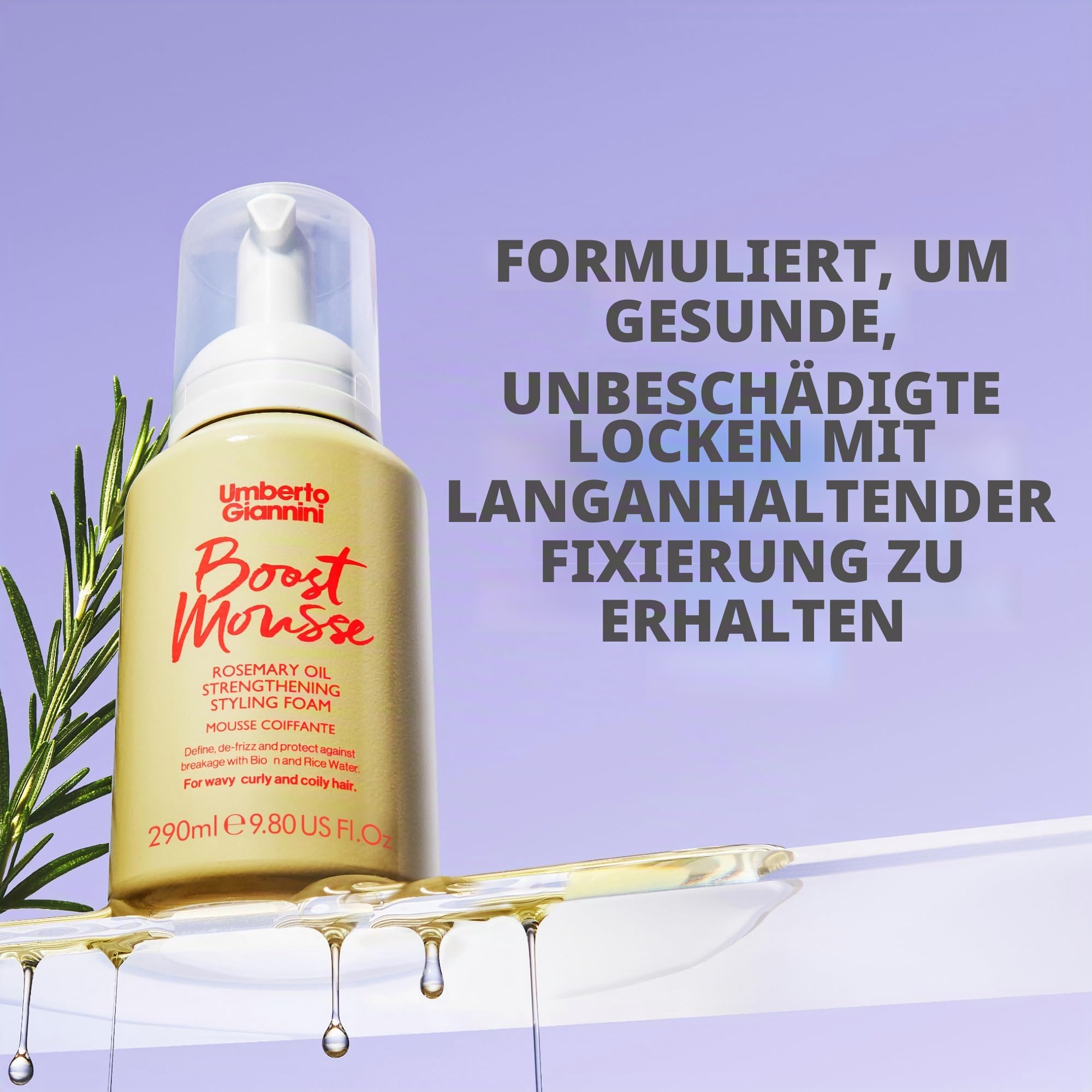 Umberto Giannini Strong Curls Rosemary Oil Strengthening Styling Foam 300ml