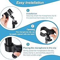 Vista 3 de 2 piezas de soporte de clip de micrófono grande con tornillo universal ajustable soporte de clip de micrófono con adaptador de tornillo macho de 5/8