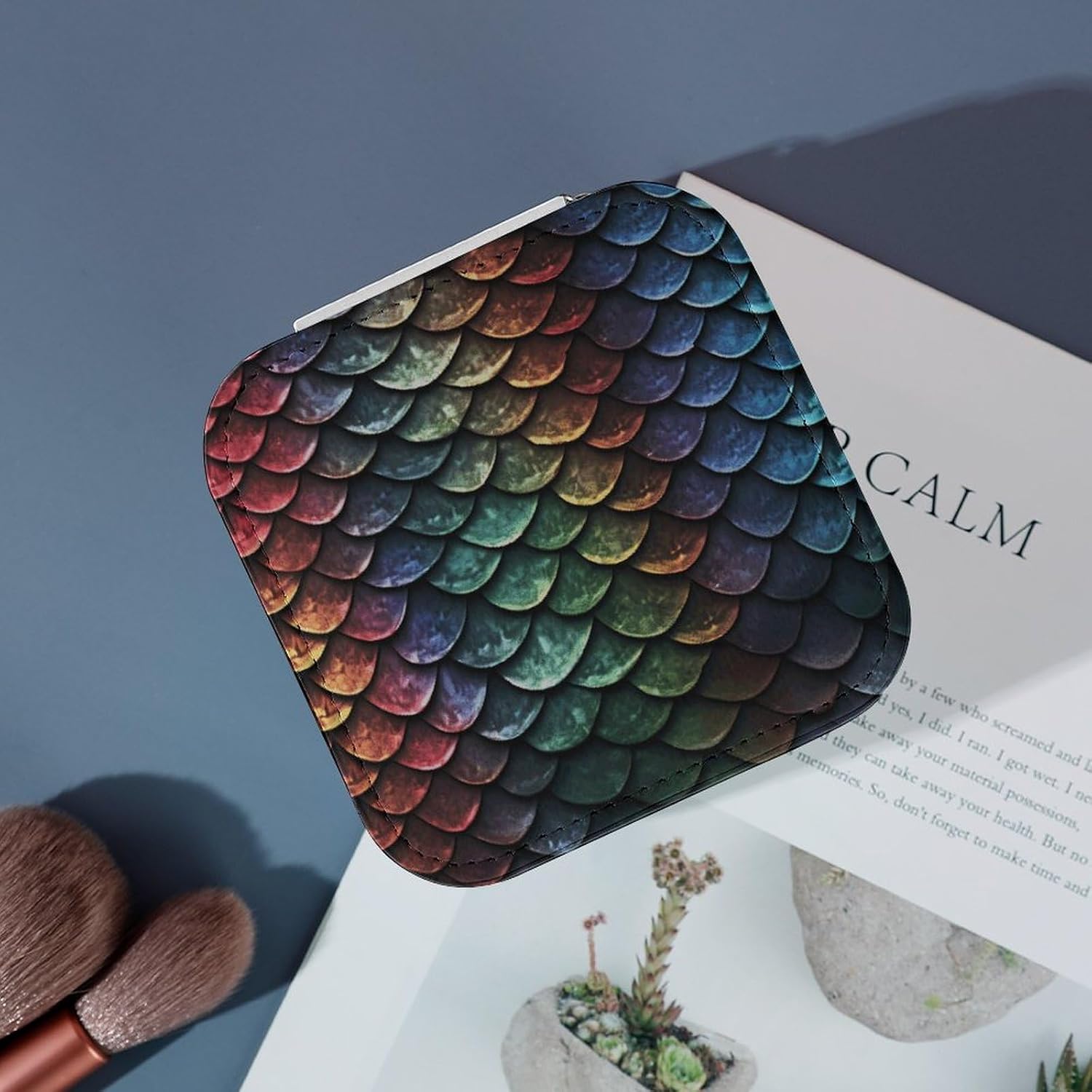 Dragon Scale Jewelry Box Exquisite Leather Jewelry Organizer Portable Trinket Organizer Fashion Travel Jewelry Case for Rings Earrings Necklaces Unique Gifts for Women image 4