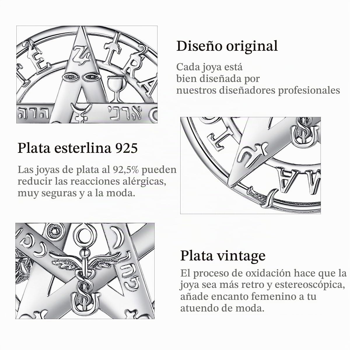 CELESTIA Colgante Tetragramaton Plata de Ley 925 Collar Mujer Hombre Joyeria Bruja Amuletos de Proteccion Regalos Supernatural