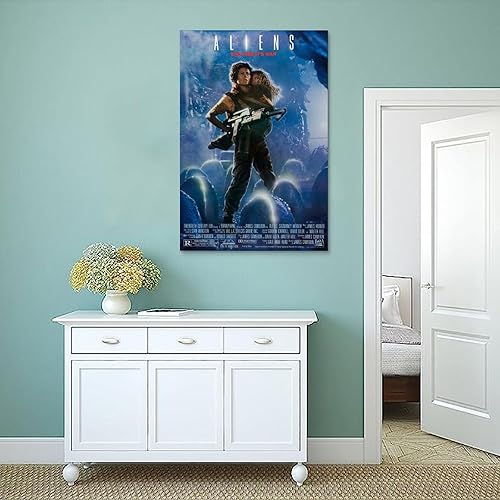 Miniatura 4 de Póster de película de extraterrestres de 1986 para dormitorio, decoración de pared estética, lienzo, regalo, 12 x 18 pulgadas (11.8 x 17.7 in)