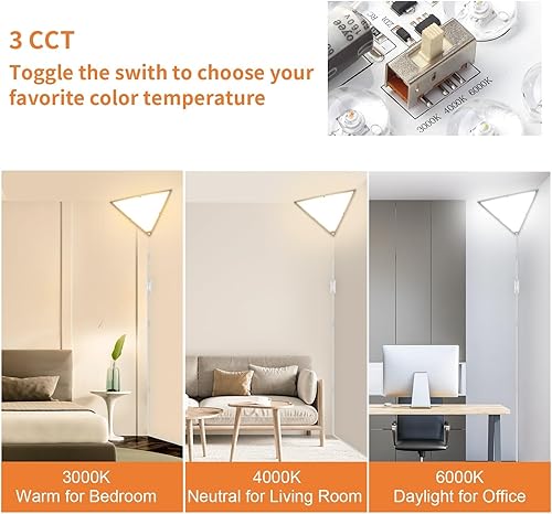 Miniatura 3 de Luz de esquina mejorada, luces LED de esquina de 20 W 2000 lm para sala de estar, luces de techo enchufables con cable de 10 pies, luces de esquina