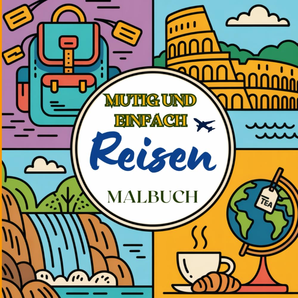 Mutig und Einfach Reisen Malbuch: Entspannende Urlaubsmotive zum Ausmalen mit großen, klaren Motiven bekannter Sehenswürdigkeiten und Abenteuermomente.