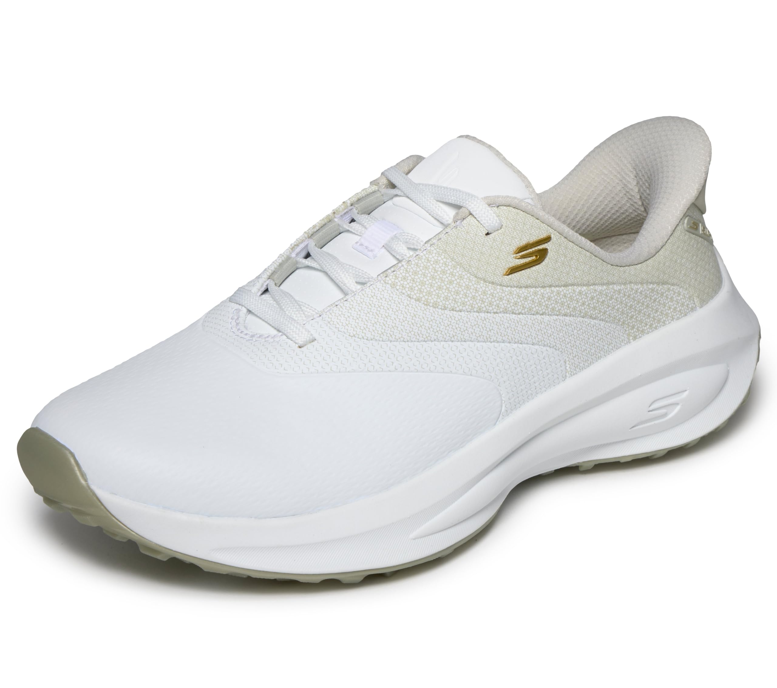 Skechers Women's White,Natural Slip-Ins Golf Waterproof: Flow Si Golf Shoes In White/Natural, Size 7 | Synthetic, Hyper Burst