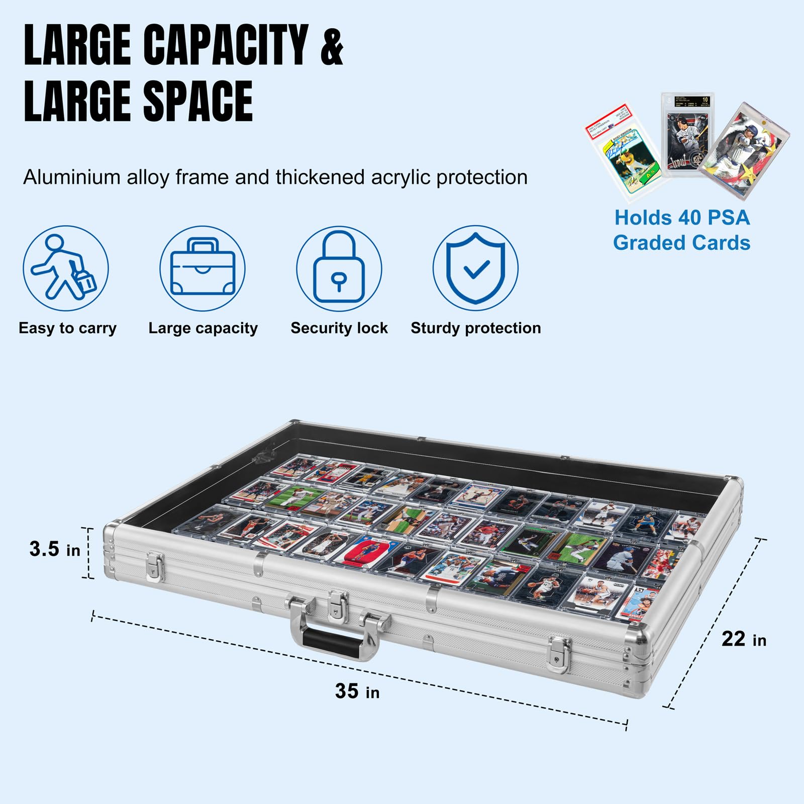 Amazon.com: Large Cards Trade Show Display Case, Portable Aluminum Trading  and Graded Card Display Frame with Locks, Table Top Aluminum Holder with  Clear Acrylic Showcase for Jewelry Craft Collector Shows : Toys