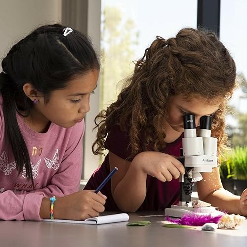 Miniatura 7 de AMSCOPE -KIDS SE100ZZ-LED - Microscopio estéreo binocular portátil, ocular WF10X y WF25x, aumento de 20X y 50X, 2X objetivo, fuente de luz LED,