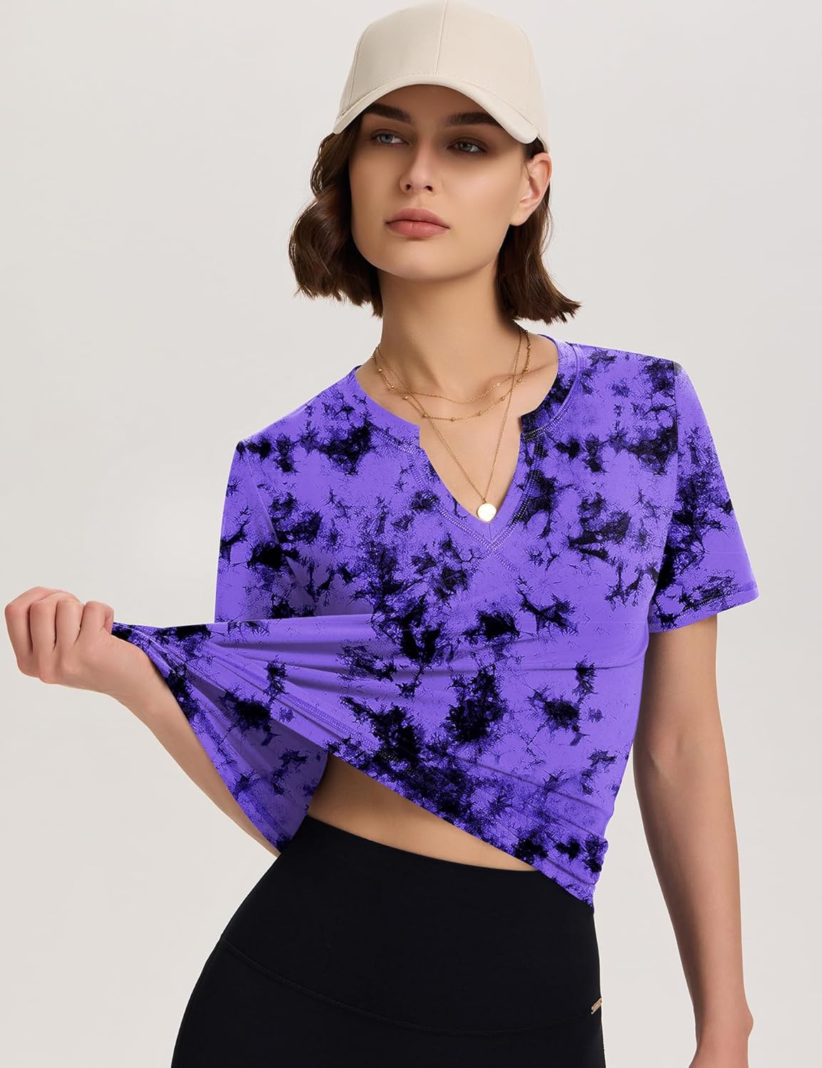 TCOT Workout Tops for Women V Neck Short Sleeve Hiking T-Shirts Yoga Shirts Athletic Top Exercise Shirt - Image 2