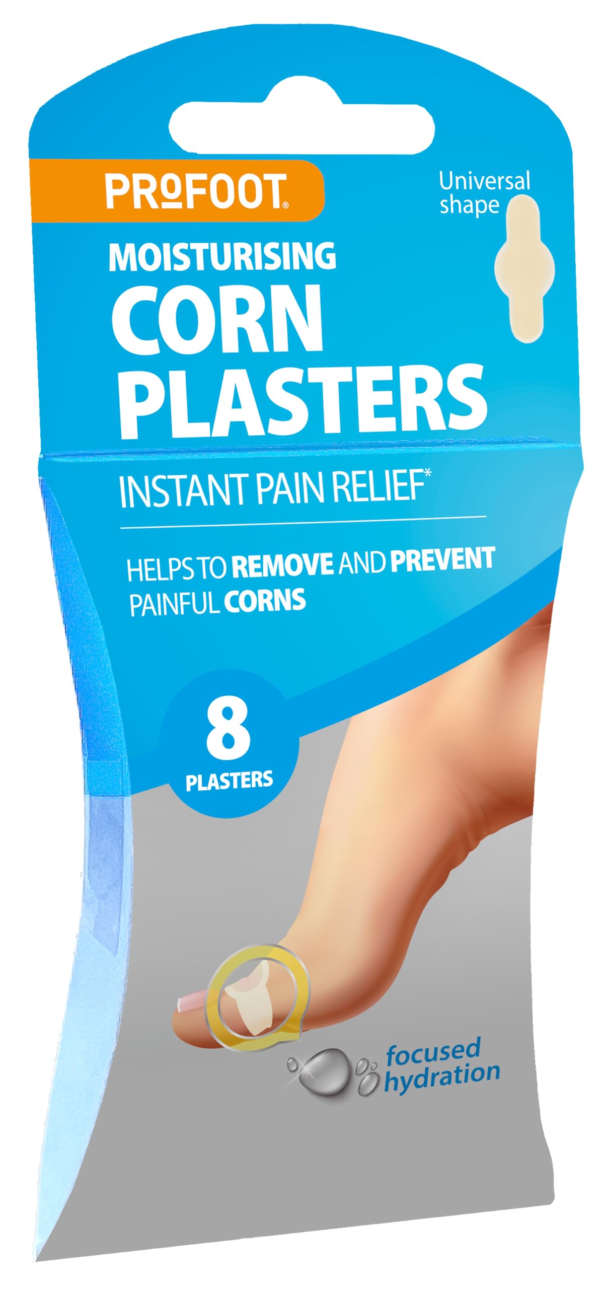 Profoot Moisturising Corn Plasters - Instant Pain Relief - Helps to Remove and Prevent Painful Corns - 8 Hydrocolloid Plasters
