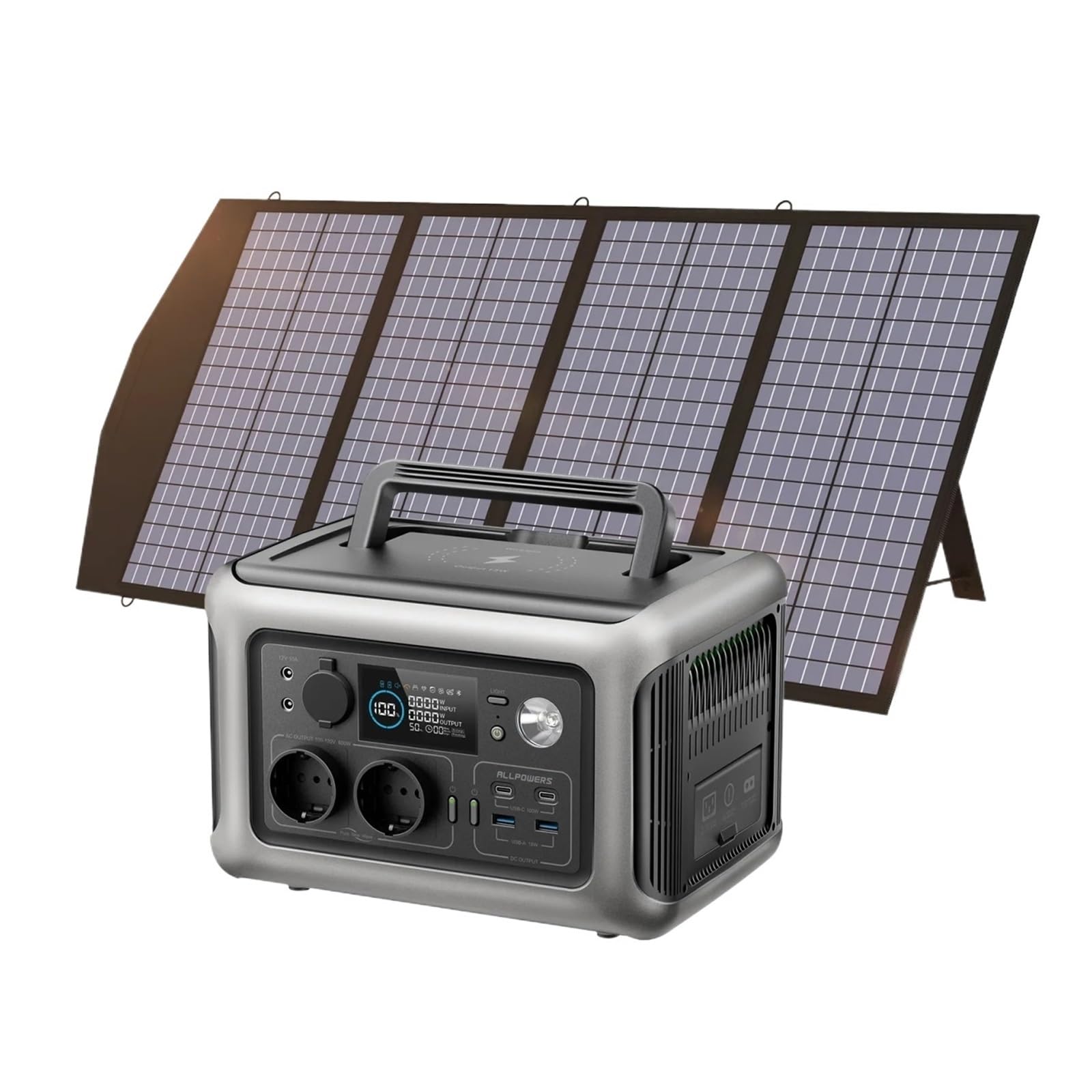 Panel Solar 100W 140W 200W Cargador De Energía con Batería LiFePo4 299Wh 600W Estación Portátil For Camping RV Ligero Y PortáTil(R600 Only)