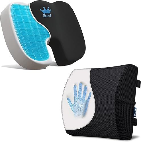 Miniatura 1 de QUTOOL Almohada de apoyo lumbar y cojín de asiento de gel