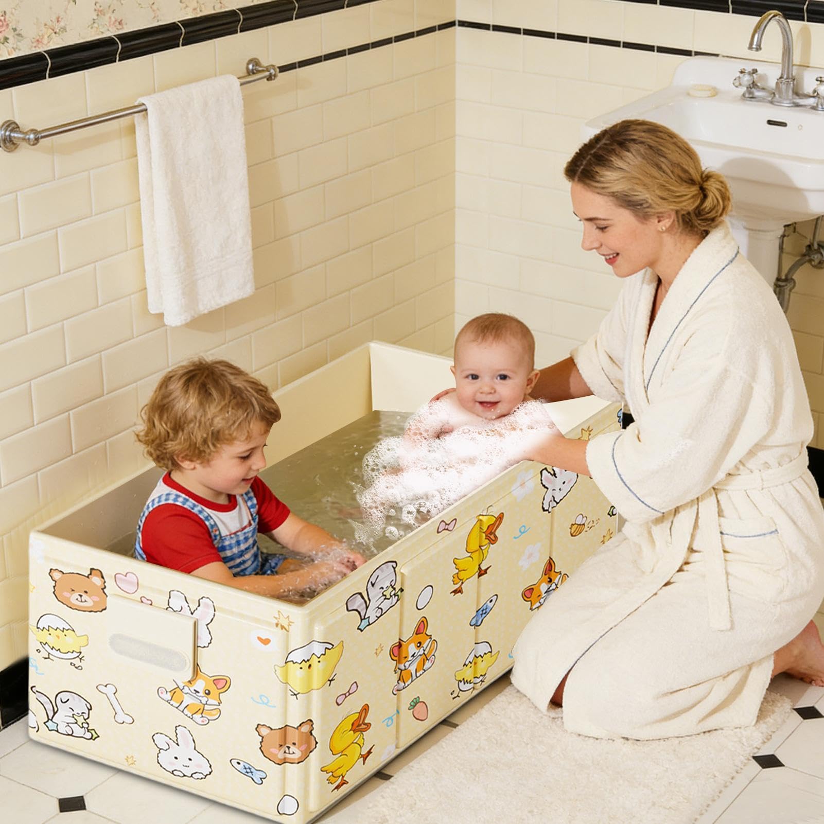 Bañera Plegable para Bebé Plegable que ahorra espacio, estable y estanca | Compacta Bañera de Almacenaje para Niños, Niñas, SPA, Autocaravana, Baño, Viajes, Balcón, Exterior,