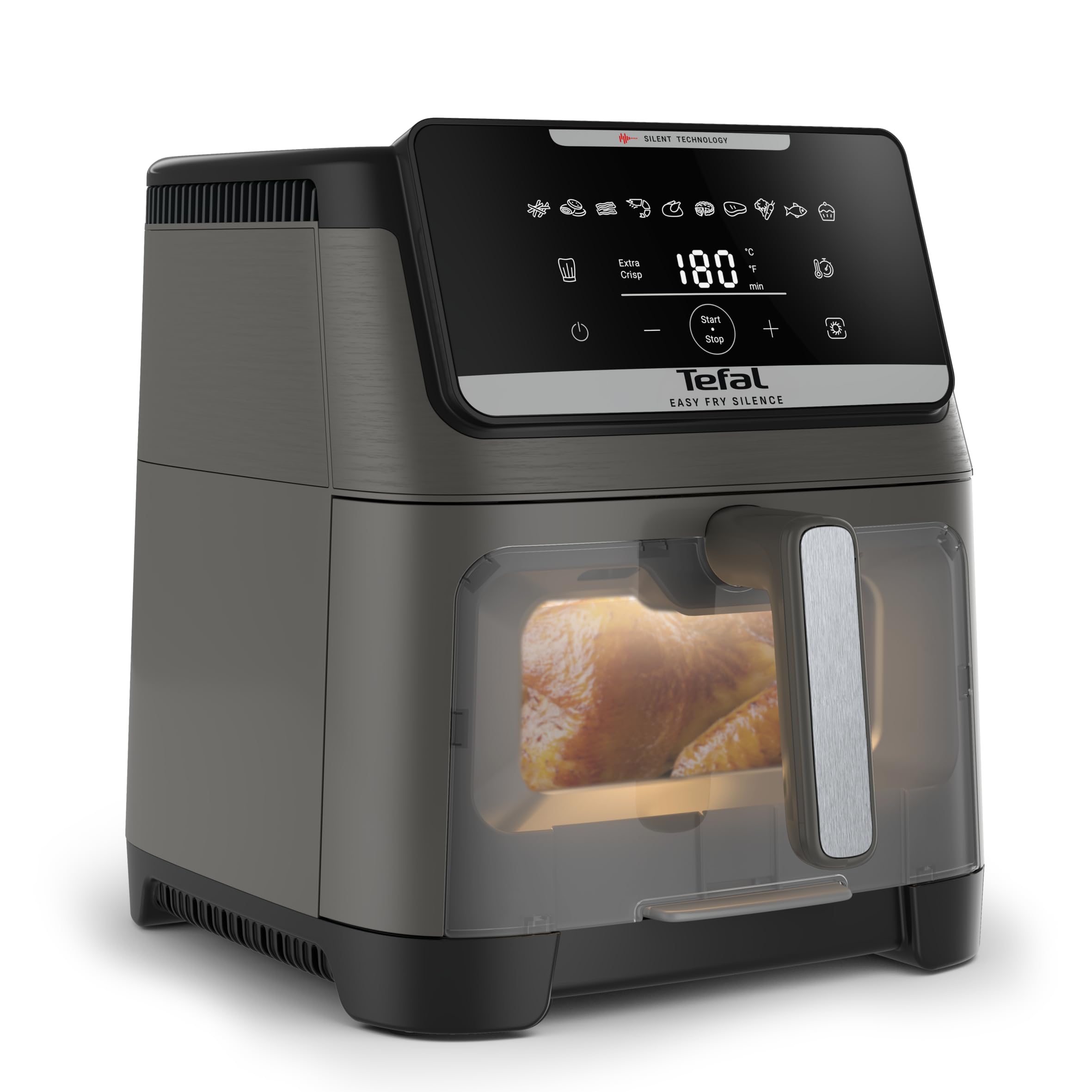 Tefal EY846H Easy Fry Silence 7L, Cicha i Kompaktowa Frytownica Beztłuszczowa, Do 8 Osób, Odpinany Przedni Panel, Okienko Podglądu