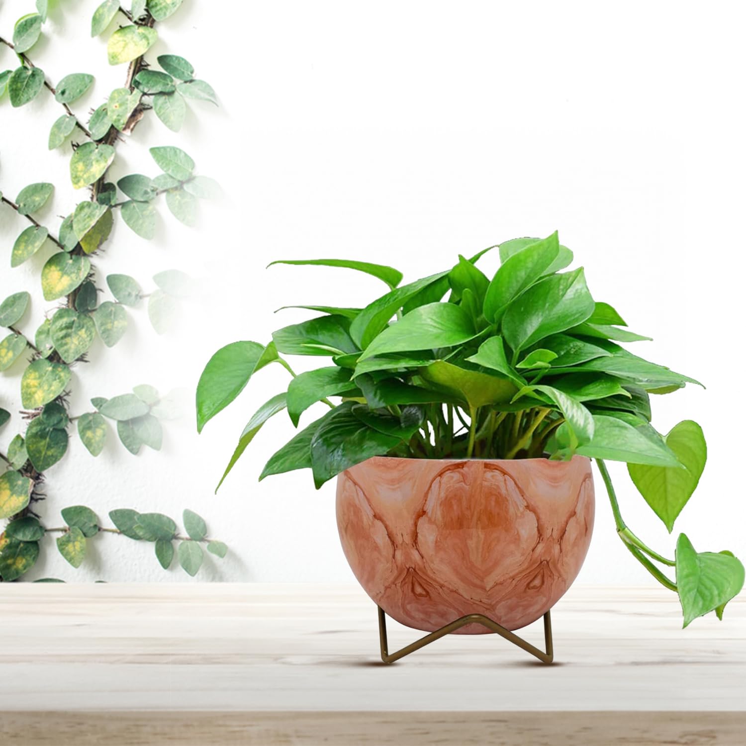 Cinagro Metal Flower Pot with Iron Stand -25 Cinagro Metal Flower Pot with Iron Stand -25