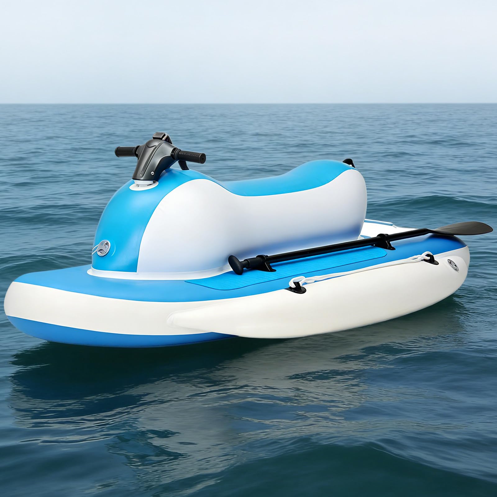 Lancha Motora Eléctrica 3 En 1: Kayak/Patinete Eléctrico/Propulsor Subacuático, 3-9 km/h Y 35-160 Min De Autonomía, Material PVC Drop-Stitch, para Actividades Acuáticas En Familia 500W