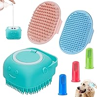 Vista 1 de Comotech Cepillo de aseo para perros 3 en 1 Cepillo de champú y estropajo con mango ajustable para perros y gatos de pelo corto y largo