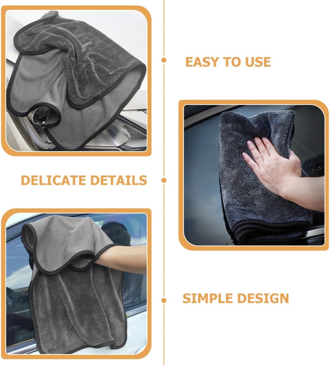 Car Washing Cloth 40x40cm Super Absorbent Microfiber Drying Cloth Thickened Braided Pile Multi-use for Exterior Detailing