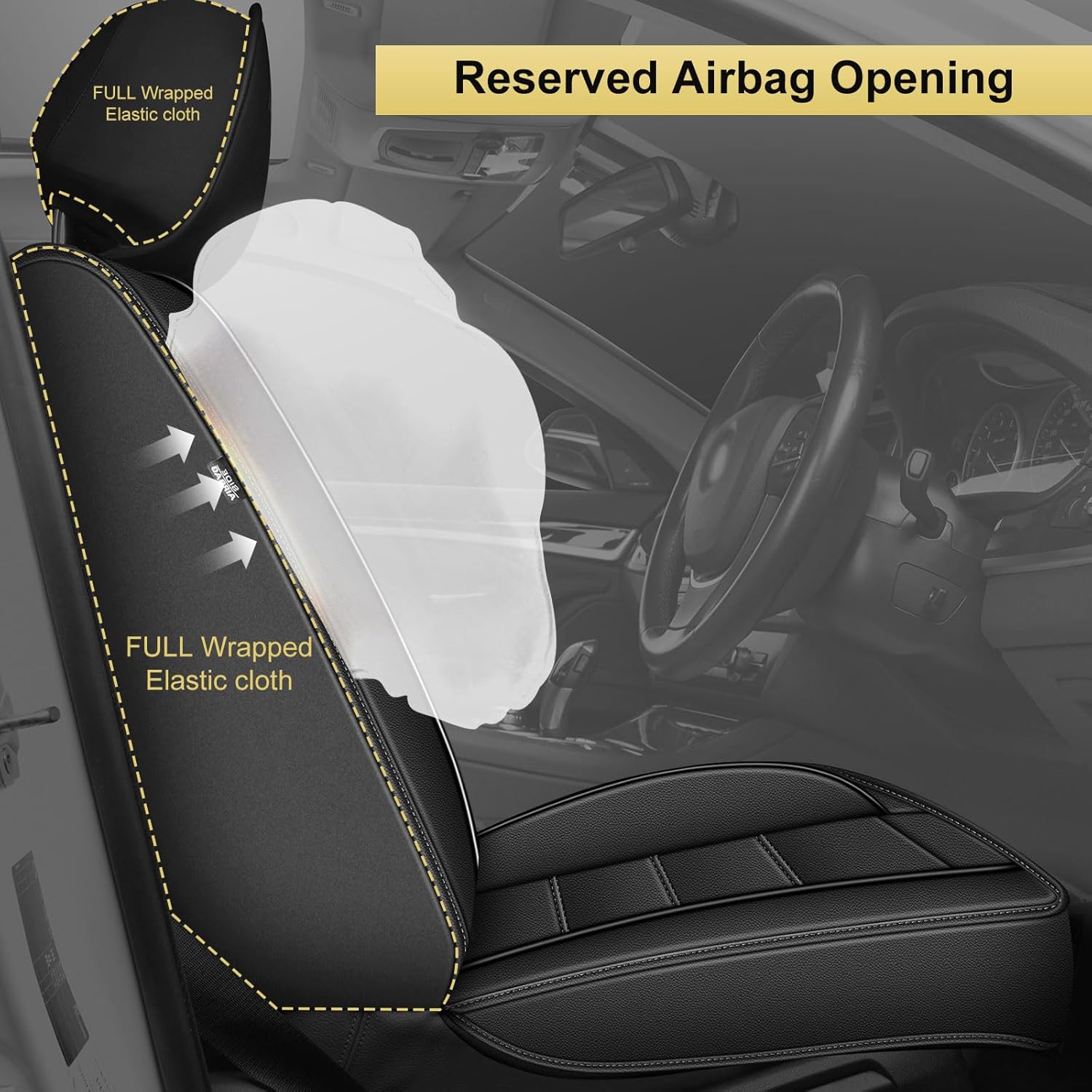 Car Seat Covers Fit for Nissan Rogue 2021 2022 2023 2024 2025 2026 5 Seat Covers Full Set Waterproof Leather Seat Protectors Airbag Compatible(Black)