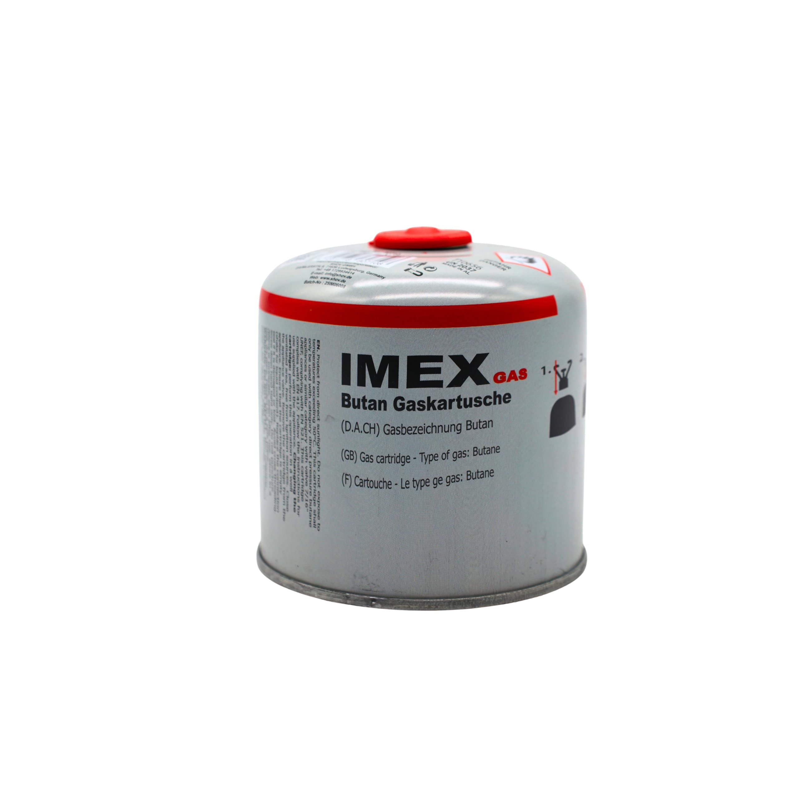 IMEX Cartuccia di gas butano da 500 g, universale, con valvola a vite e chiusura di sicurezza, per fornelli a gas e riscaldamento a gas, per campeggio (12)