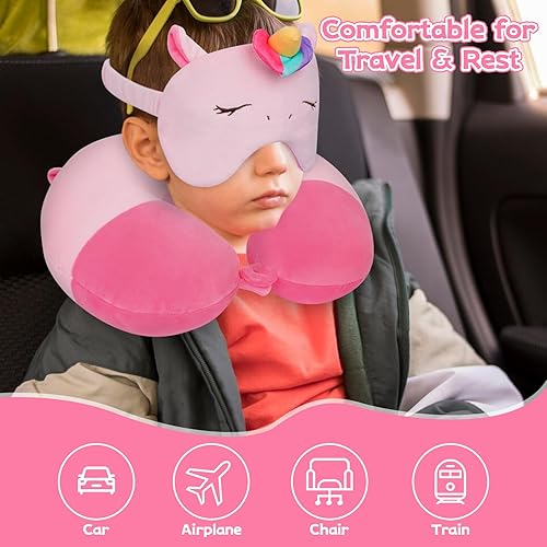 Miniatura 2 de LSYDCARM Almohada de cuello para niños para viajes, bonita almohada de viaje de dibujos animados para niños y adultos, almohada de avión de