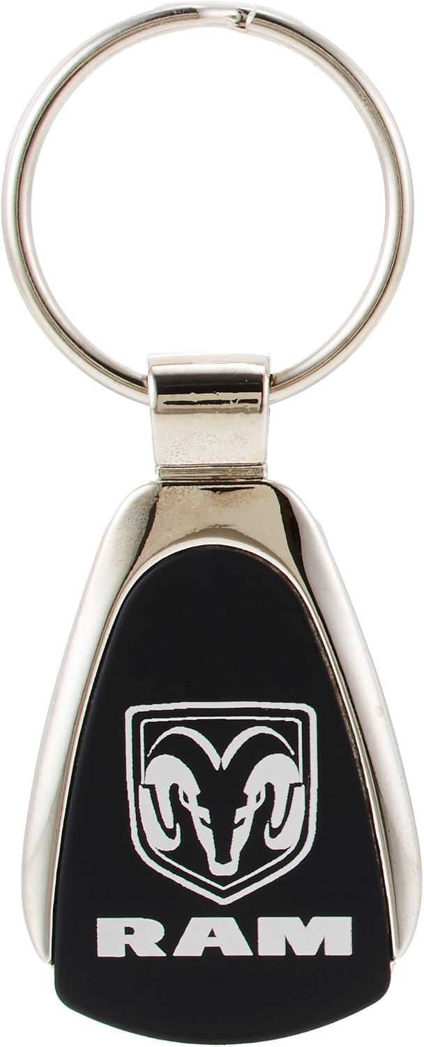 AU-TOMOTIVE GOLD Tear Drop Metal Key Ring for Dodge RAM (Black)