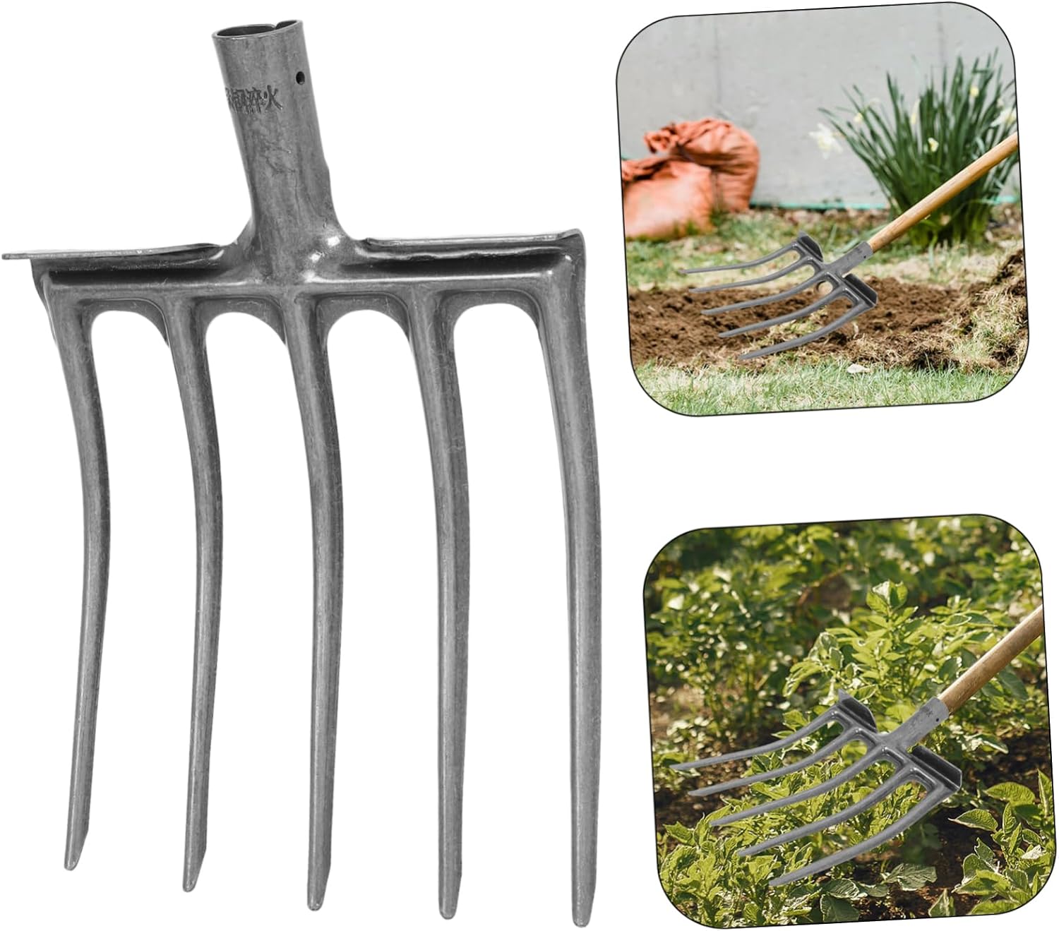 CANIGHT High-Strength Steel Agricultural Fork for Soil Loosening and Turning Multitooth Design for Efficient Garden Preparation and Manure Handling