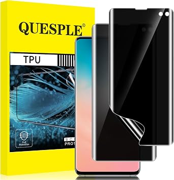 2 Pack TPU Privacy Screen Protector for Samsung Galaxy S10 Plus 6.4 inch[Not Glass], True 28 Anti-Spy, Fingerprint Unlock Support, High Sensitivity, Case Friendly