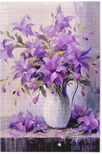 Purple Flower Jigsaw Puzzles 500 Pieces for Adults,Learning Educational Puzzles,Difficult and Challenge Families Toys with Mesh Storage Bag 2011816