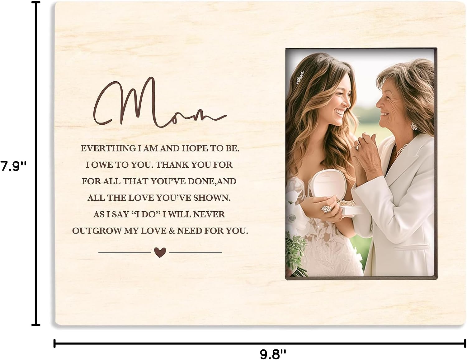 Wooden Picture Frame - Words To Mom - With Back Metal Support,Birthday Gifts For Mom Mother From Daughter Son,Mother’Day Gifts,Home Office Farmhouse Shelf Table Desk Decoration And Accessories-A08 image 5