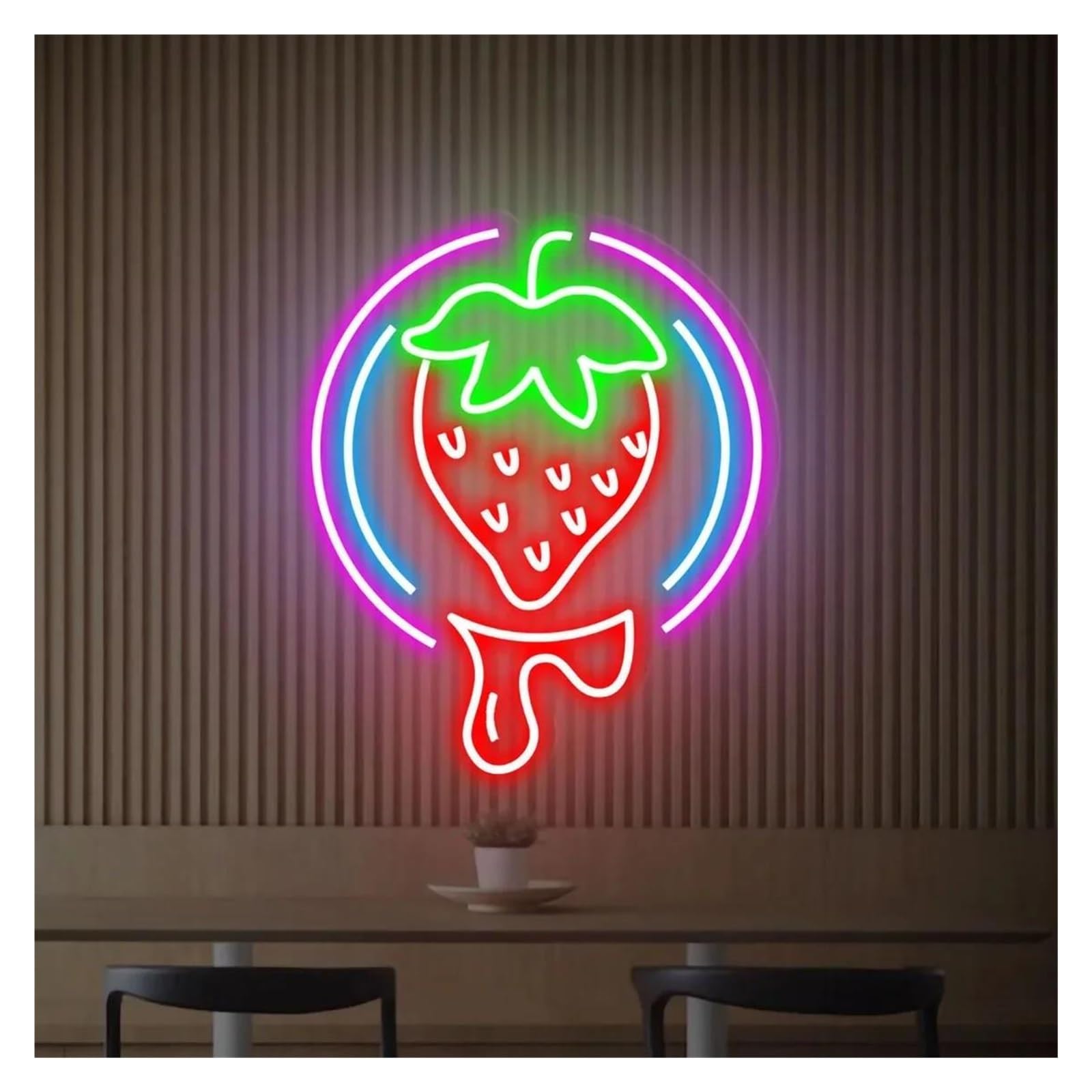 LEMST Signs Lamp Strawberry Neon Sign USB Powered Dimmable Light for Fruit Shop Restaurant Bar Club Home Wall Decor 14.96inx12.2in(F)