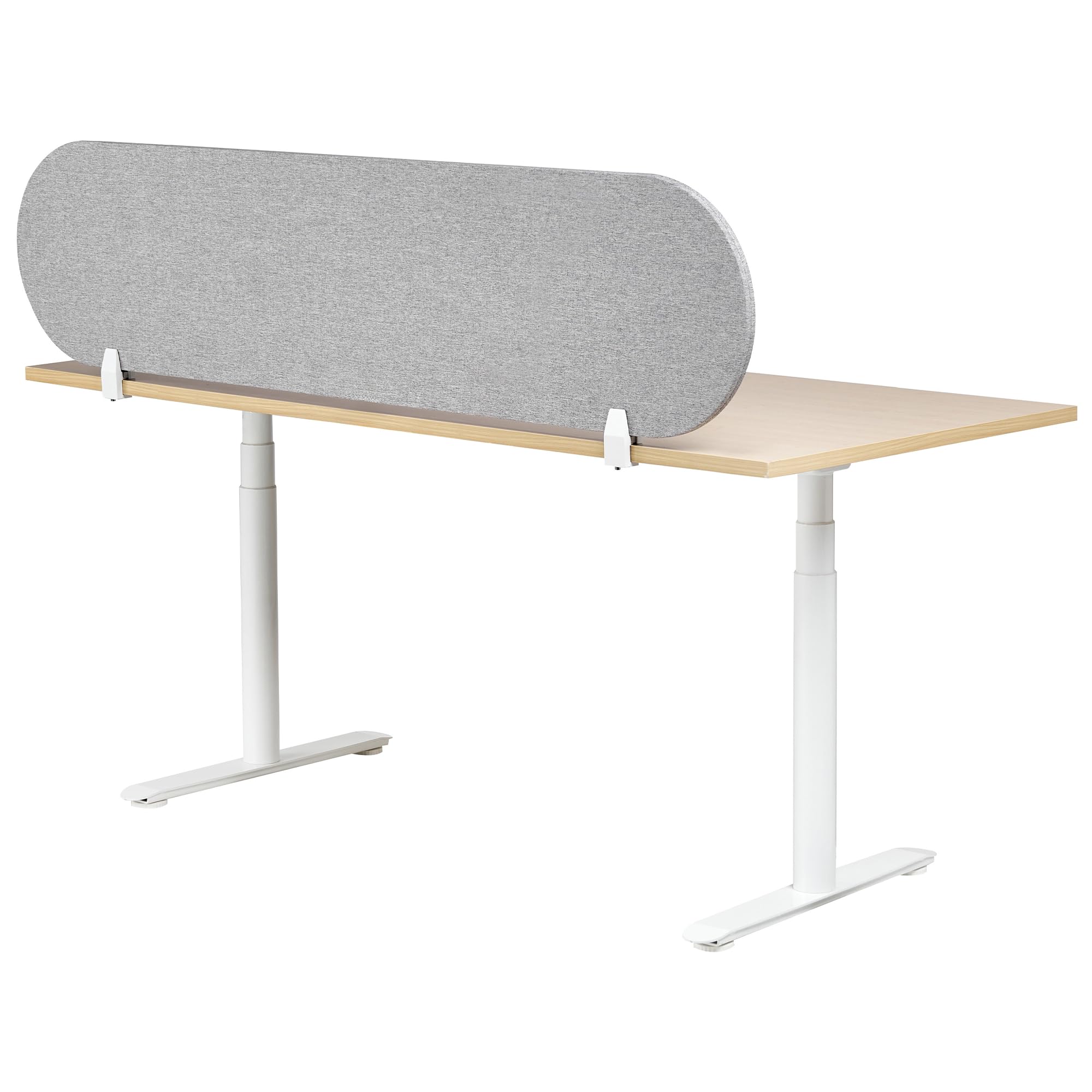 Beliani Séparateur de Bureau en Pet Acoustique Recouvert de Tissu 160 x 40 cm Gris Clair Sparky
