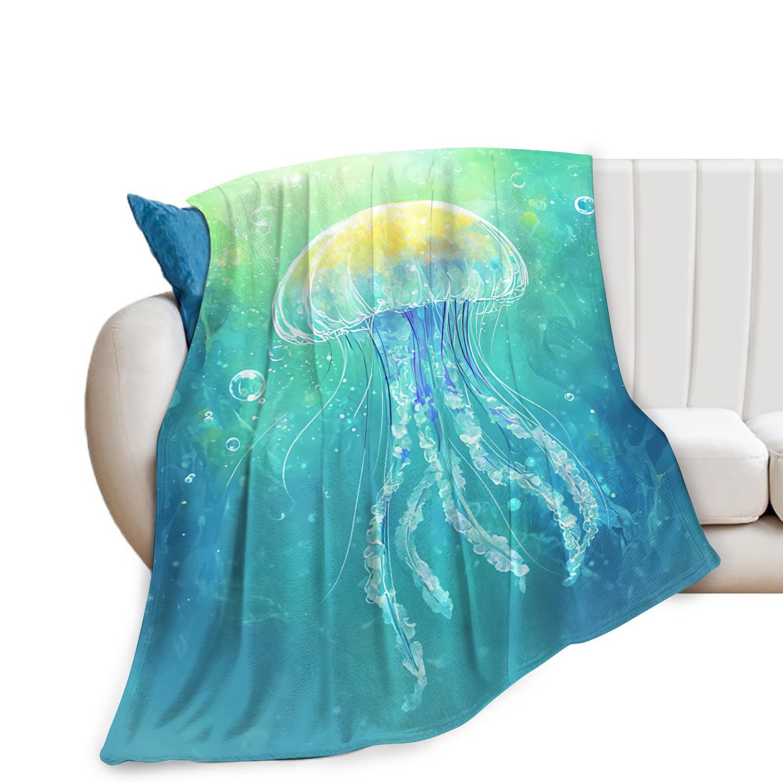 Jellyfish Throw Blanket Ultra Soft Warm Flannel Fleece Jellyfish Blanket Lightweight Fuzzy Marine Life Decor Gifts for Girls Boys Women Men 50"x40"