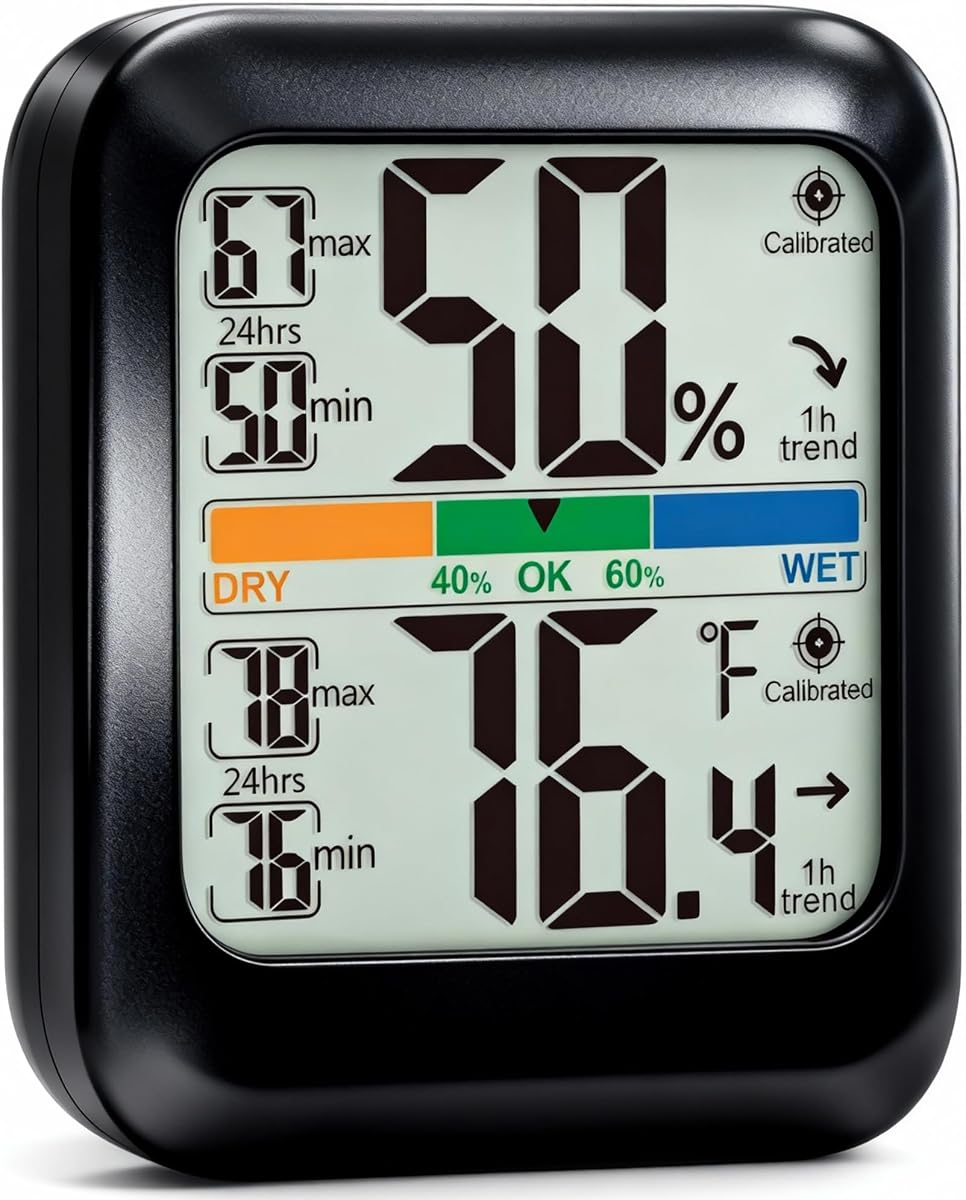 G.CATACC Room Thermometer Indoor Hygrometer Temperature Humidity Monitor | 5s Fast Refresh, 2.8" Large LCD, Battery included, Accurate Sensor for Home Office Baby Nursery Greenhouse Reptile Incubator