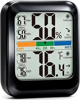 G.CATACC Digital Hygrometer Indoor Thermometer Humidity Meter Gauge, Room Thermometer Temperature and Humidity Monitor for House, Baby Nursery, Greenhouse, Reptile - Battery Included