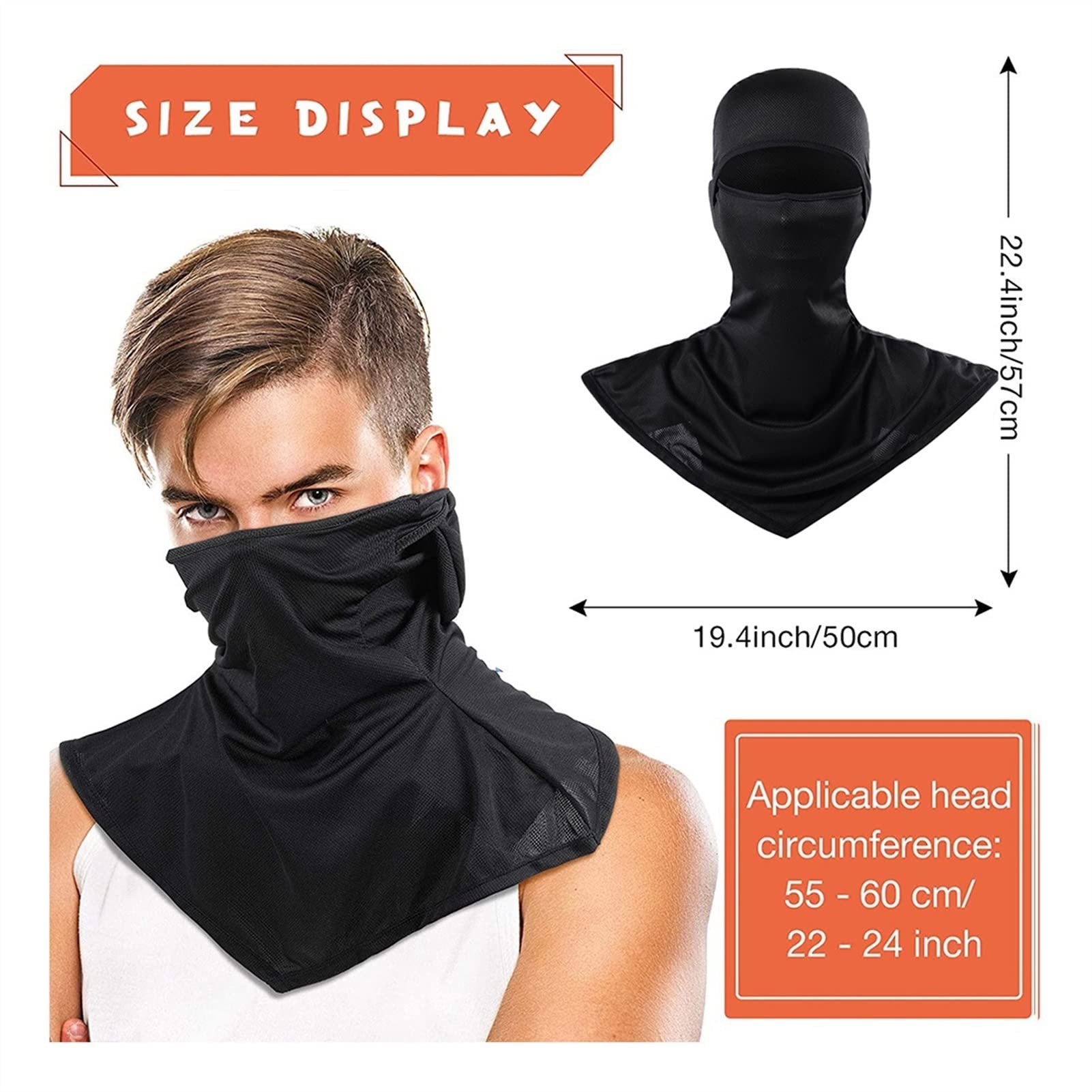 Cagoule Hommes Femmes Femmes Face Masque/UV Protection Couvoirs Longs de Cou Respirant for Le Ski de Ski de pêche à la pêche à la Moto à vélo (Color : K-EF-02, Size : M 56-60cm)