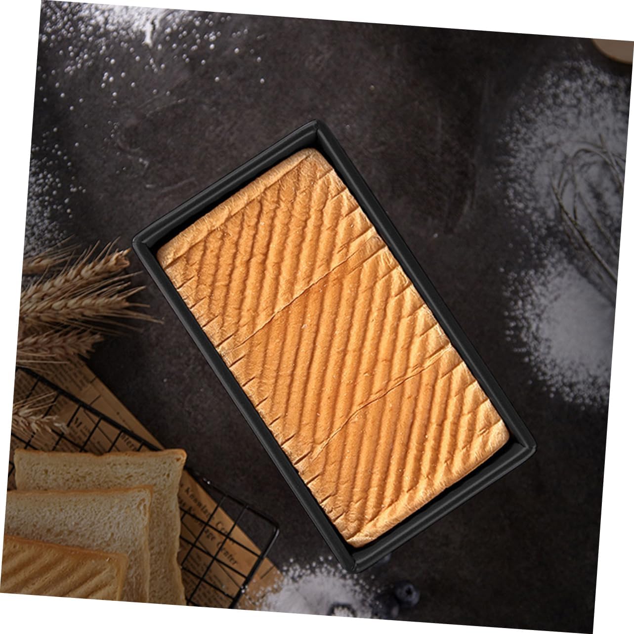 ABOOFAN 2pcs Carbon Steel Toast Baking Mold Reusable Loaf Pan Lid Non-stick Surface for Home Professional Use