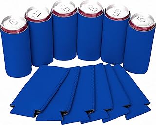12 Pcs Slim Can Coolers, 12 oz Plain Bulk Collapsible Soda Cover Coolies, DIY Personalized Sublimation Sleeves for Weddings, Bachelorette Parties