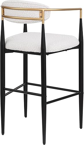 Miniatura 7 de Juego de 2 taburetes de bar tapizados con respaldos y patas de hierro para isla de cocina, altura de encimera, sillas de comedor, juegos de mesa y