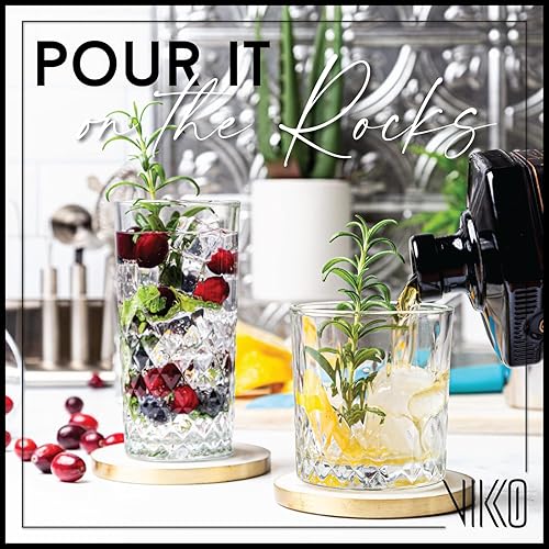 Miniatura 4 de Vikko Rock and Tumbler - Juego de 8 vasos elegantes, 4 vasos altos de 12.25 onzas y 4 vasos cortos de whisky de 11.25 onzas