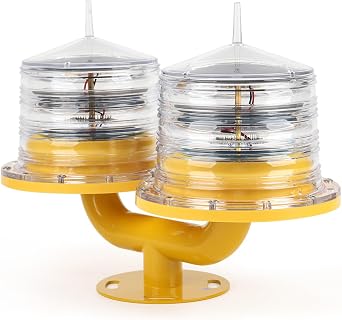 Beacon Light, Solar LED Navigation Warning Light Pair, IP68 Waterproof Marine Signal Buoy Lights with 360 Flashing Marker for River, Lake, Channel Safety