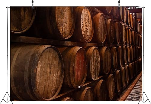 Miniatura 4 de CORFOTO Telón de fondo de barriles de vino de madera antigua, medieval, sala de cervecería, bodega, fondo de fotos, retro, múltiples barriles de