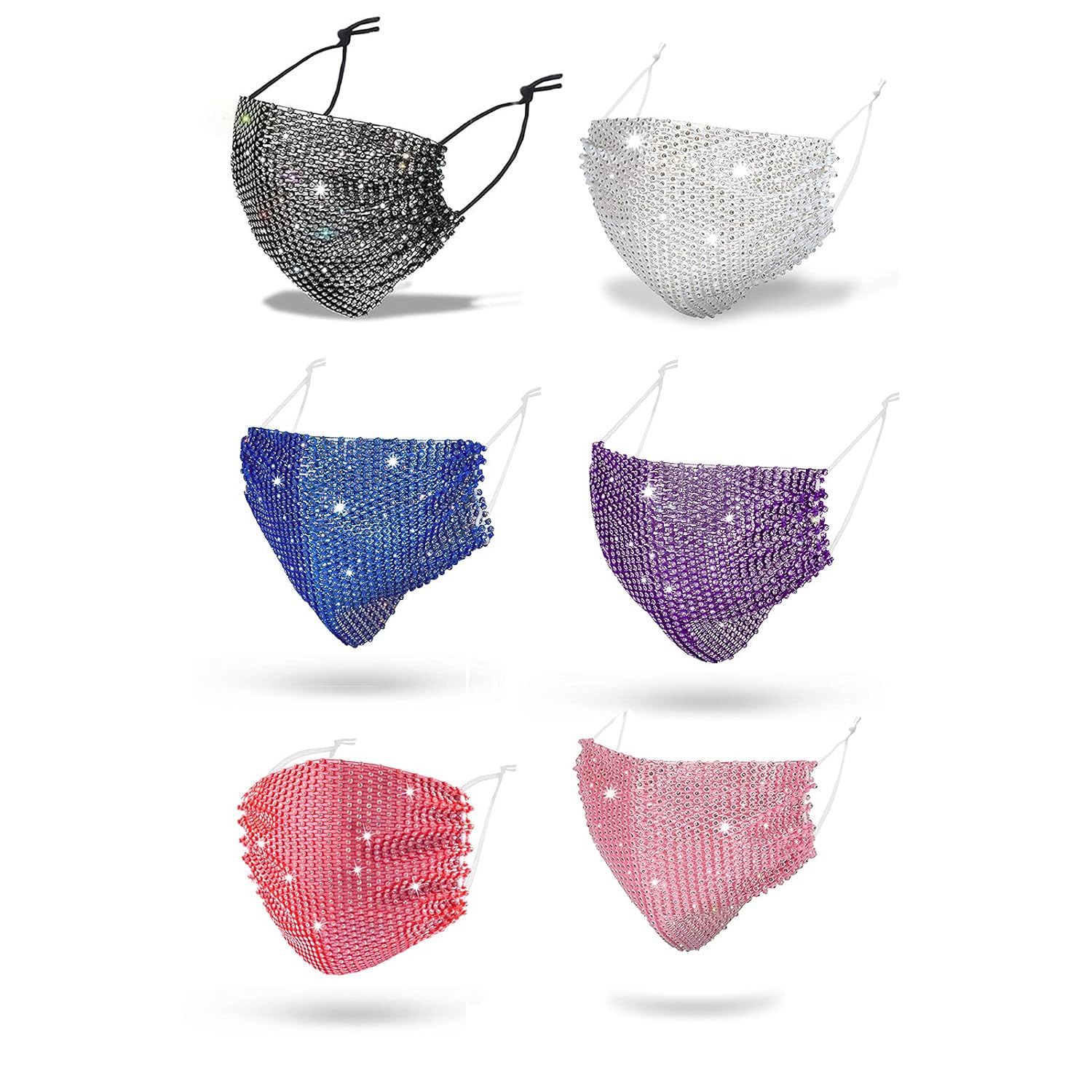 Kyerivs Rhinestone Face Mask Glitter Face Mask for Women, Mesh Mask Sparkly Face Mask Bling Bling Mask, Chain Masquerade Mask for Party Daily